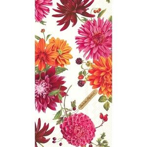 Dahlia Garden Paper Napkins Guest Towels Cream IHR Decoupage 16 CT